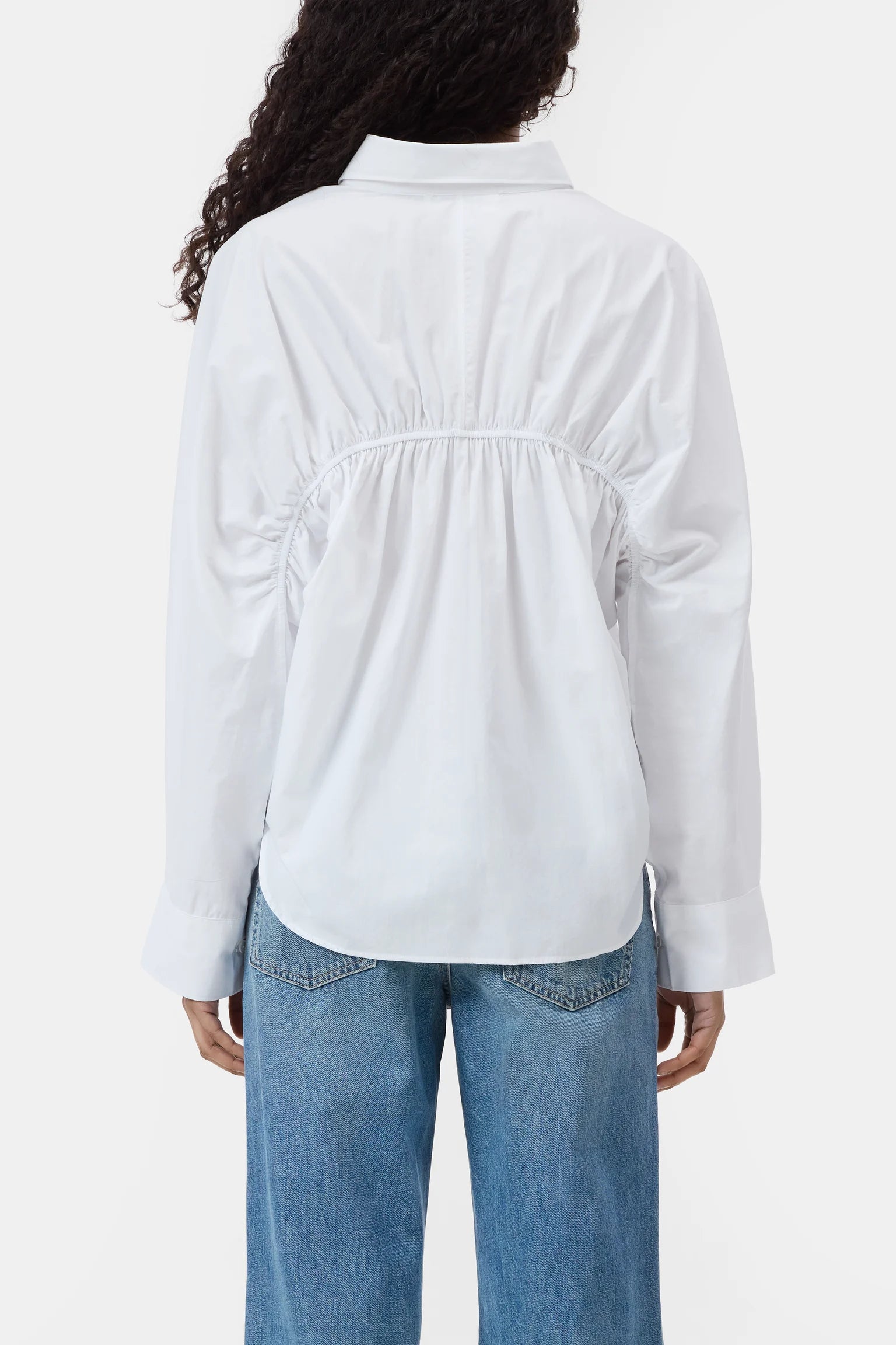 Gathered Cotton Shirt - White - DUNE + SALT