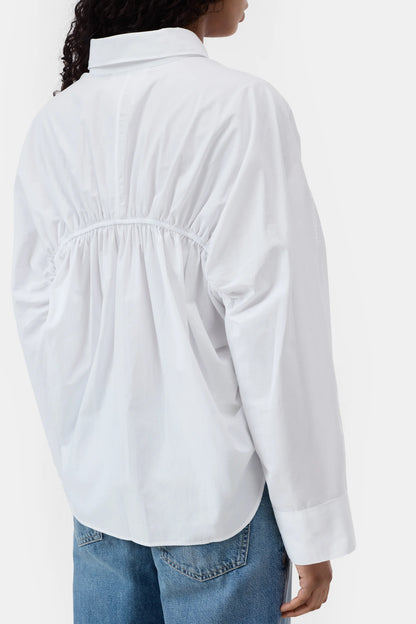 Gathered Cotton Shirt - White - DUNE + SALT