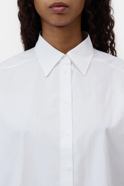 Gathered Cotton Shirt - White - DUNE + SALT