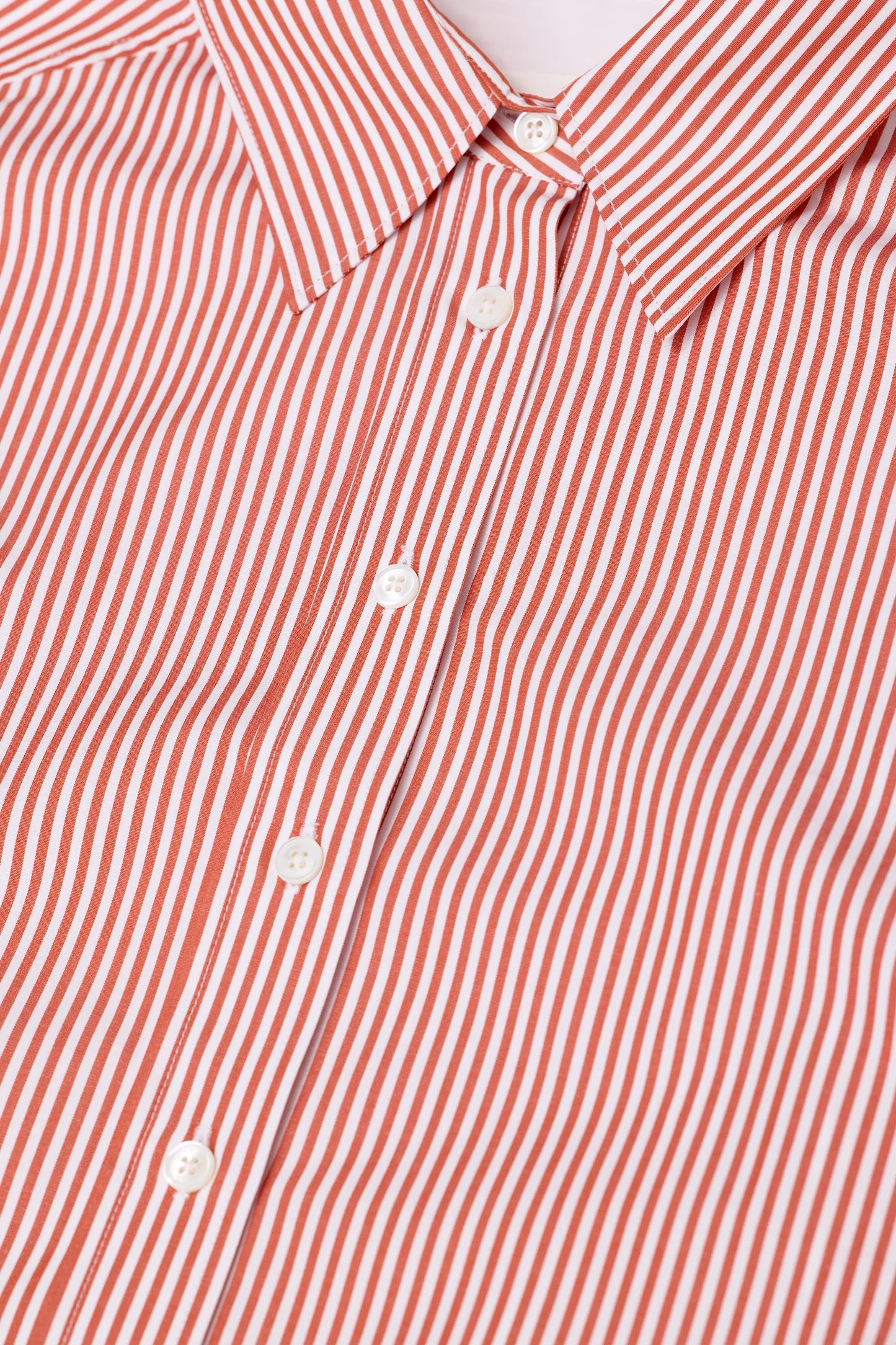 Closed Women's Gathered Stripe Shirt – Brick Red Light Pink