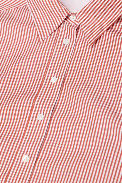 Closed Women's Gathered Stripe Shirt – Brick Red Light Pink