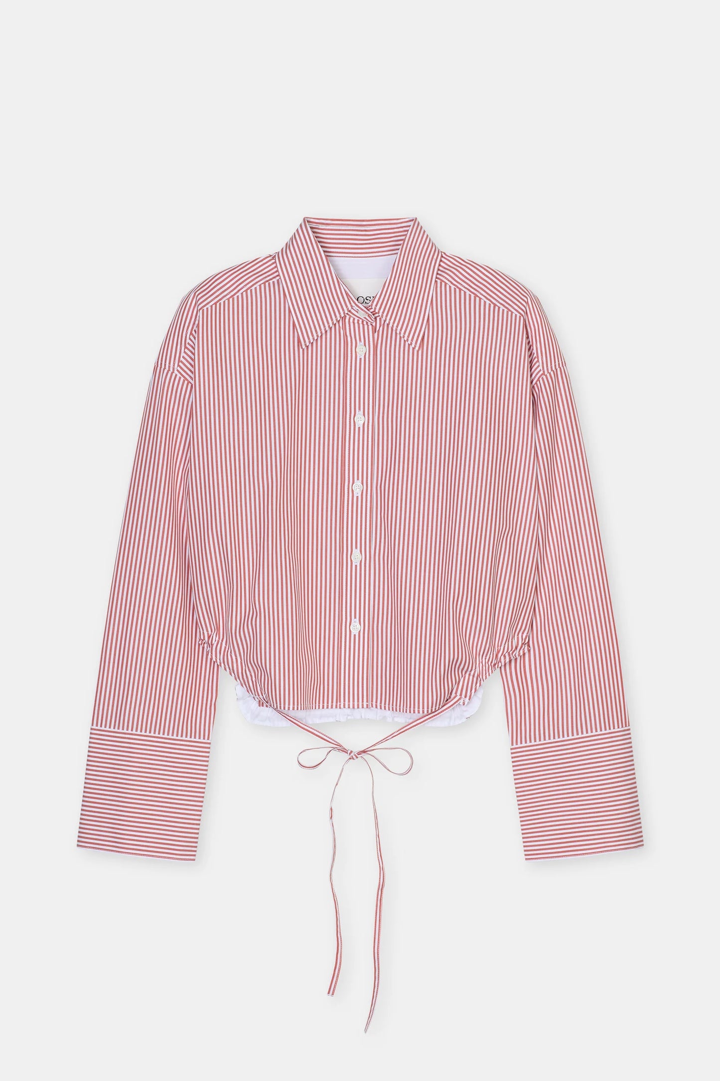 Closed Women's Gathered Stripe Shirt – Brick Red Gray