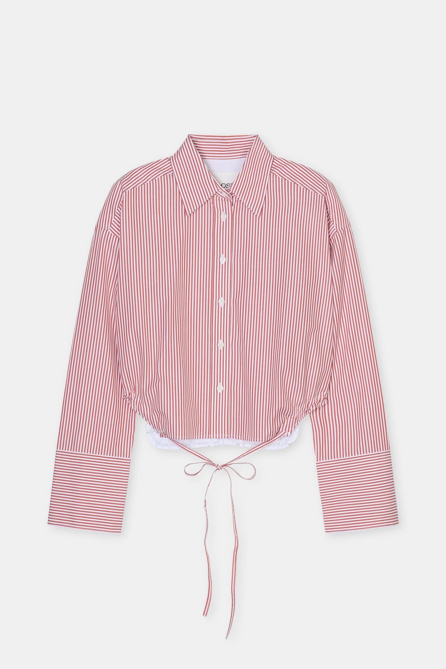 Closed Women's Gathered Stripe Shirt – Brick Red Gray