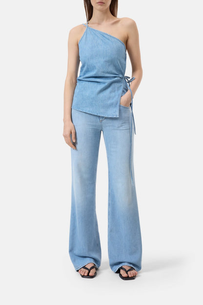 Denim Wrap Top - Light Blue - DUNE + SALT