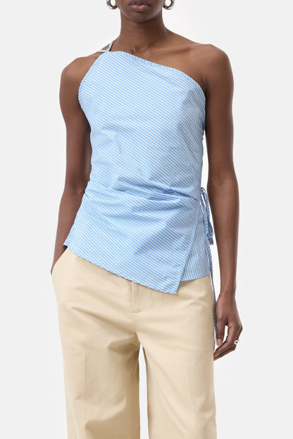 Cotton Poplin Wrap Top - Cornflower Blue - DUNE + SALT
