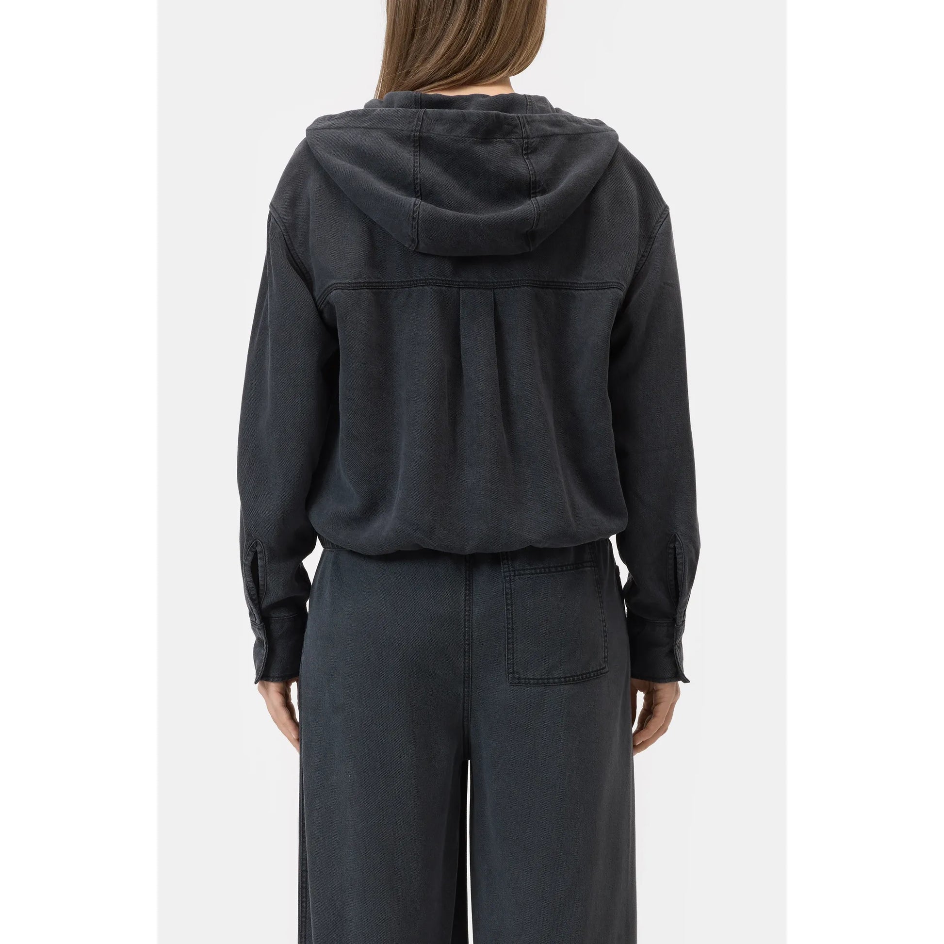 Hooded Lyocell Button-Down - Black - DUNE + SALT