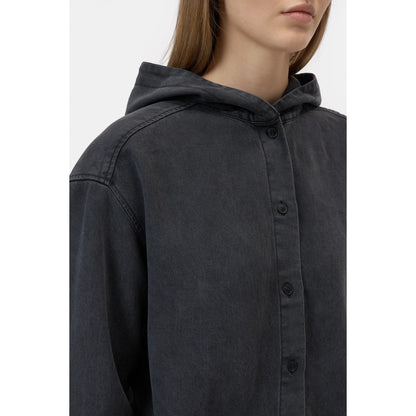 Hooded Lyocell Button-Down - Black - DUNE + SALT