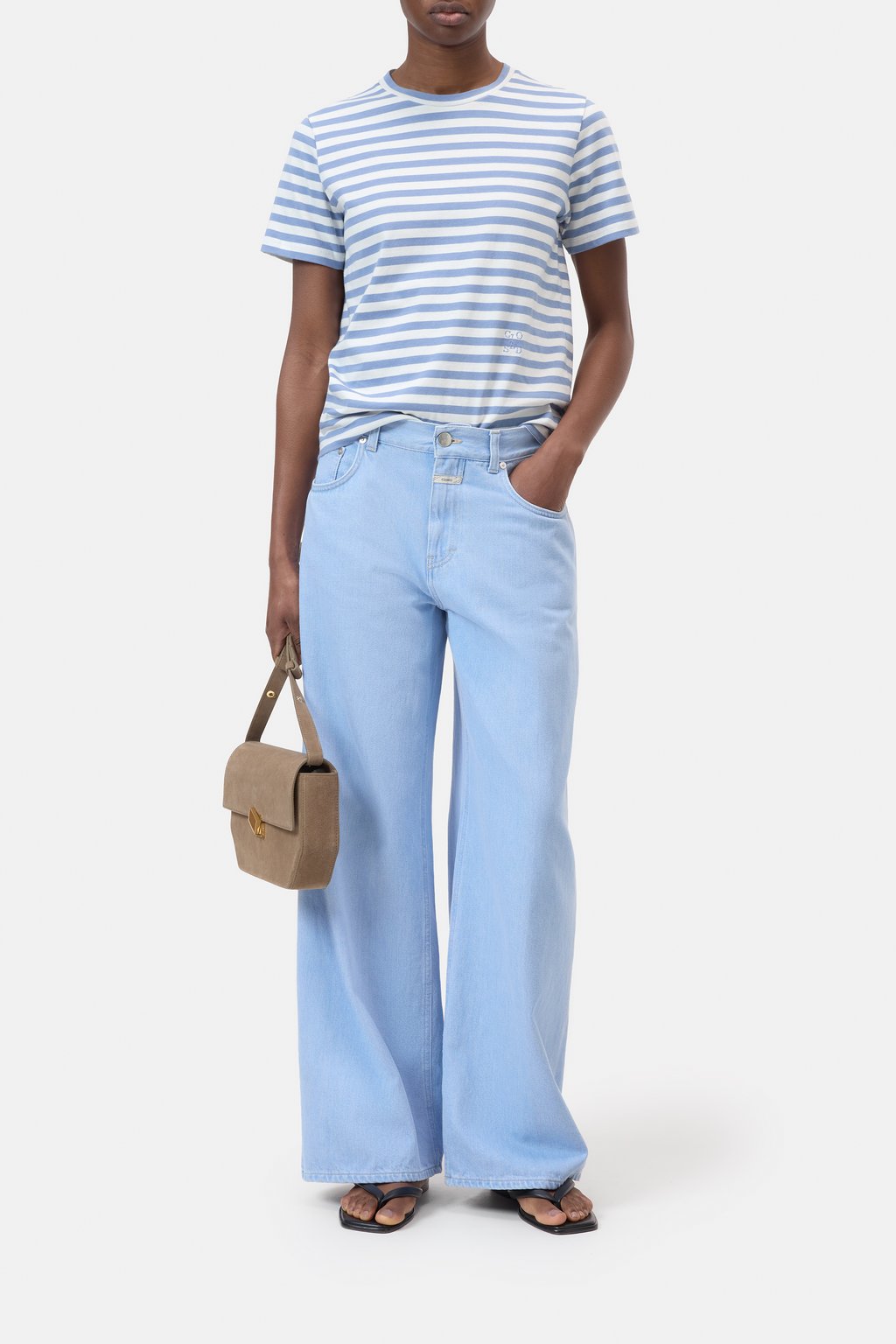 Closed Women's Striped Basic T-Shirt – Stone Blue