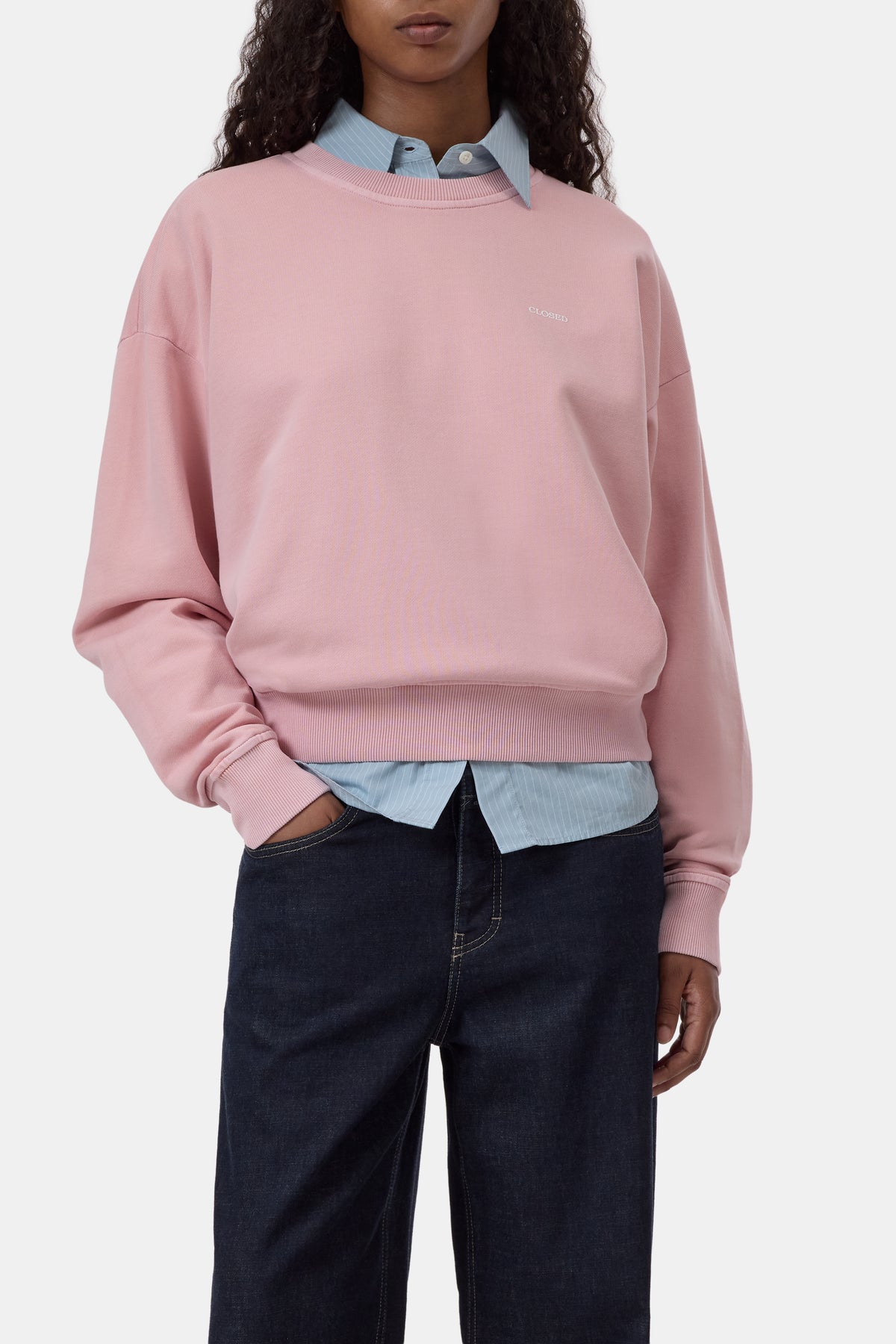 Closed Women's Organic Cotton Sweatshirt - Powder Pink Black