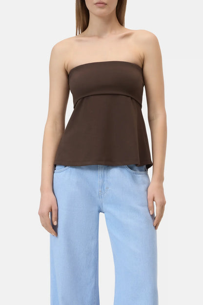 Closed Women's Peplon Top – Maple Brown Light Steel Blue