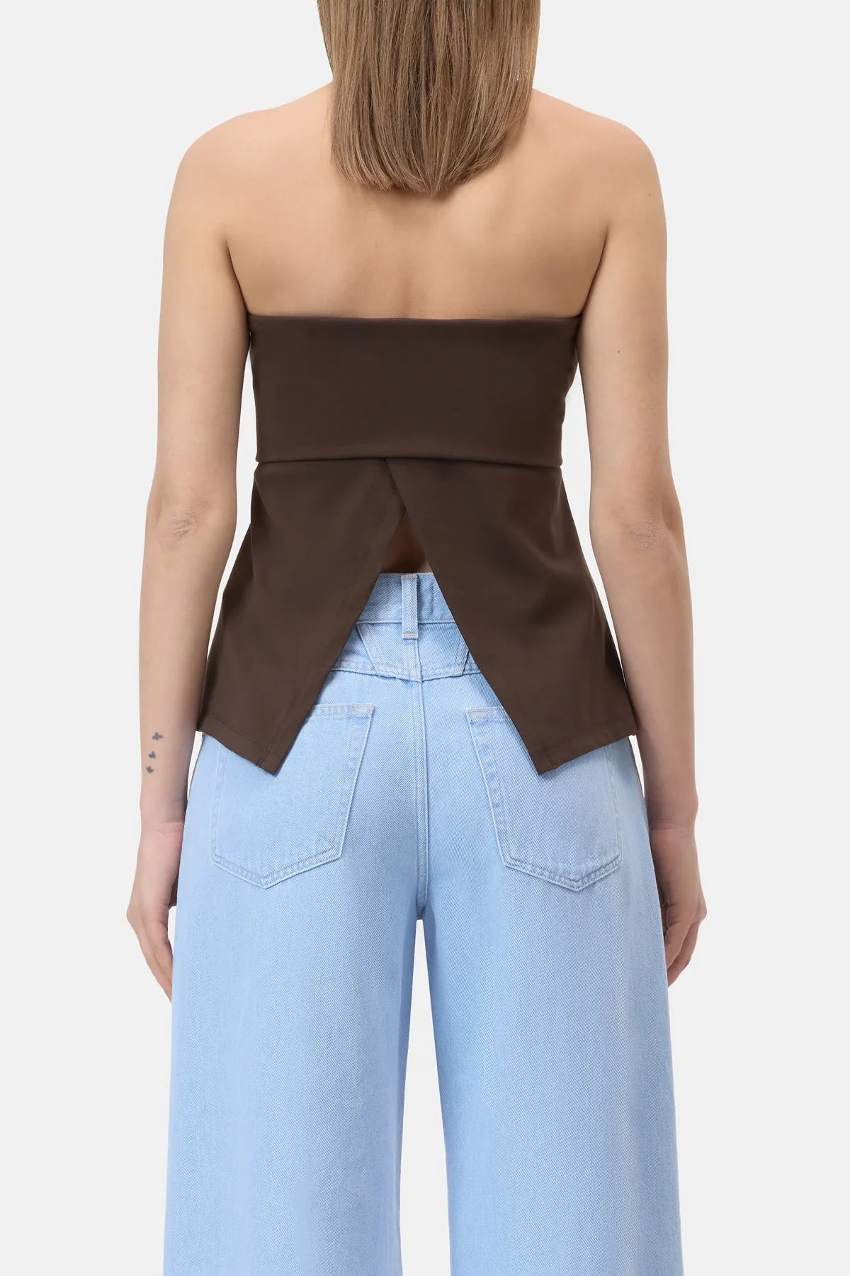 Closed Women's Peplon Top – Maple Brown Light Steel Blue