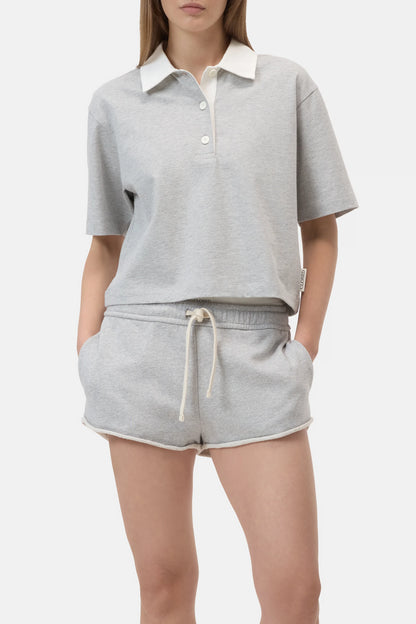 Closed Women's Cropped Rugby Shirt – Light Grey Melange Gray