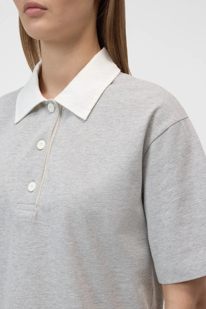 Closed Women's Cropped Rugby Shirt – Light Grey Melange Gray