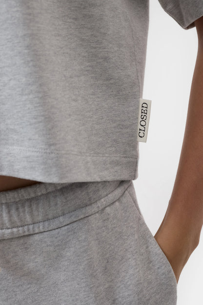 Closed Women's Cropped Rugby Shirt – Light Grey Melange Light Slate Gray