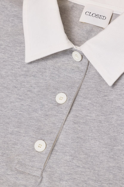 Closed Women's Cropped Rugby Shirt – Light Grey Melange Gray