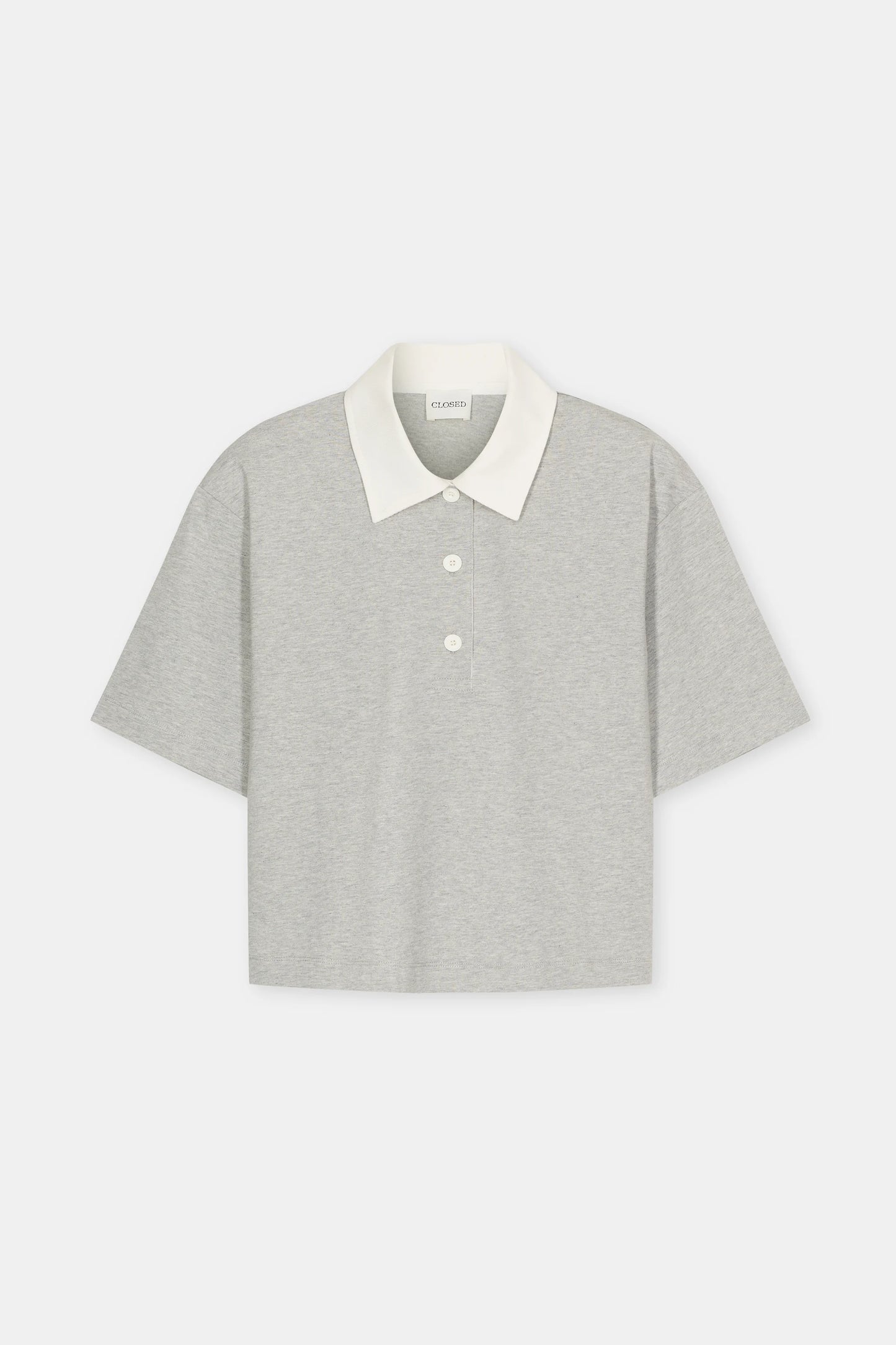 Closed Women's Cropped Rugby Shirt – Light Grey Melange Gray