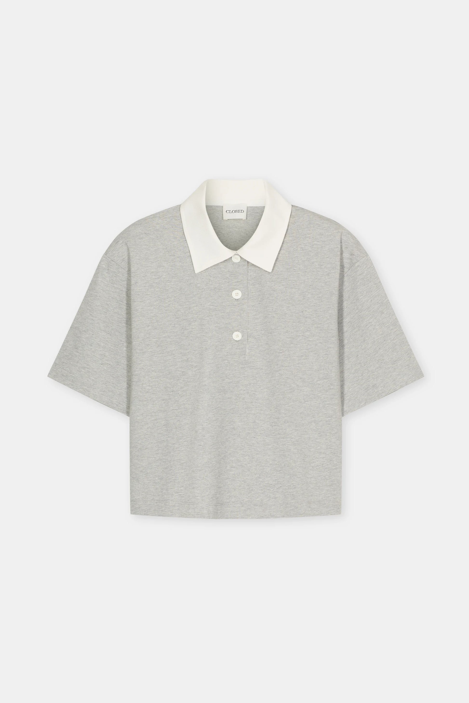 Closed Women's Cropped Rugby Shirt – Light Grey Melange Gray