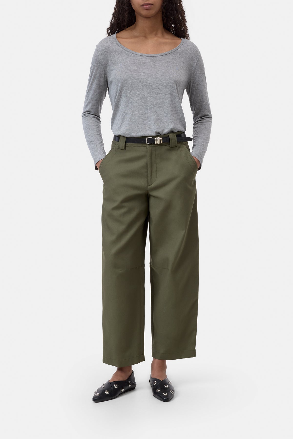 Closed Women's Modal-Cashmere Longsleeve - Light Grey Melange White Smoke