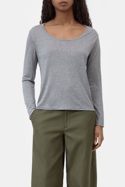 Closed Women's Modal-Cashmere Longsleeve - Light Grey Melange Dark Gray