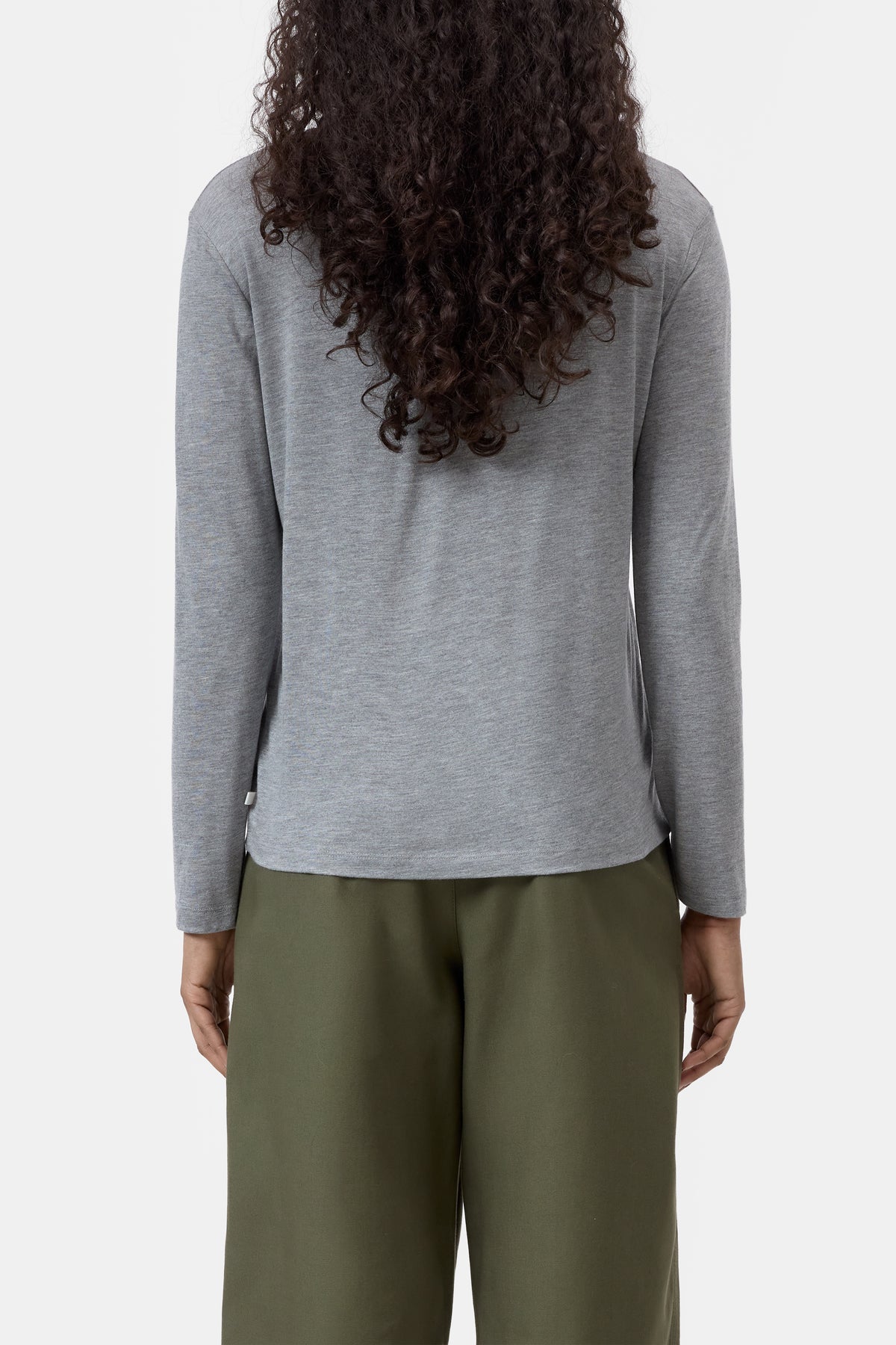 Closed Women's Modal-Cashmere Longsleeve - Light Grey Melange Black
