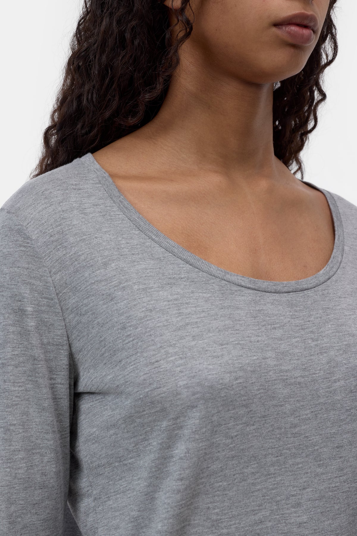Closed Women's Modal-Cashmere Longsleeve - Light Grey Melange Slate Gray