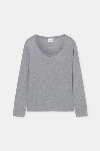 Closed Women's Modal-Cashmere Longsleeve - Light Grey Melange Dark Gray
