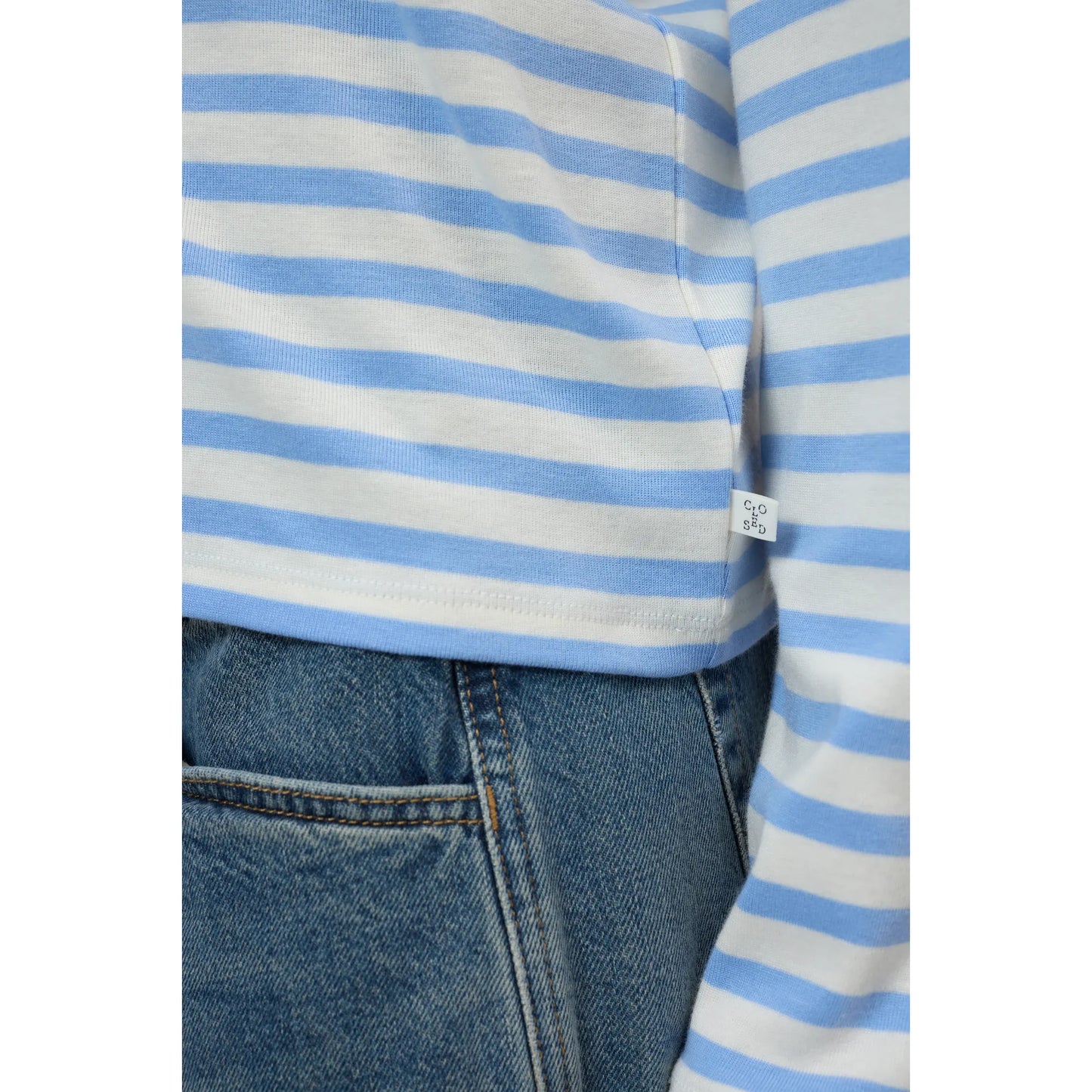 Basic Cotton-Blend Longsleeve - Sky Blue Stripe - DUNE + SALT