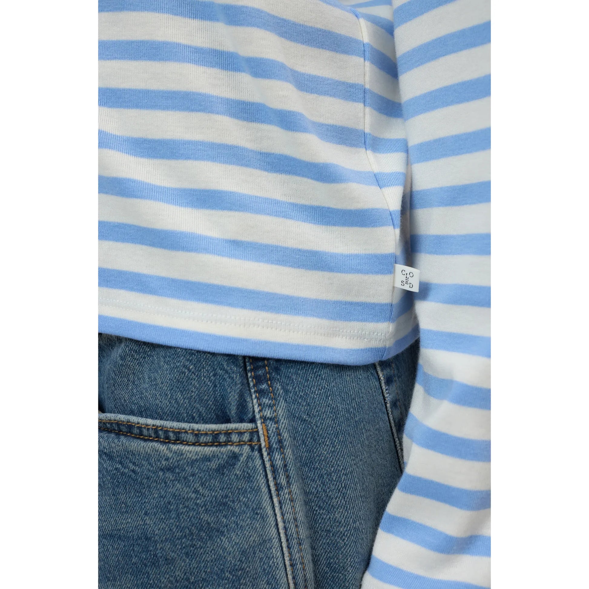 Basic Cotton-Blend Longsleeve - Sky Blue Stripe - DUNE + SALT