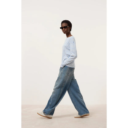 Basic Cotton-Blend Longsleeve - Sky Blue Stripe - DUNE + SALT