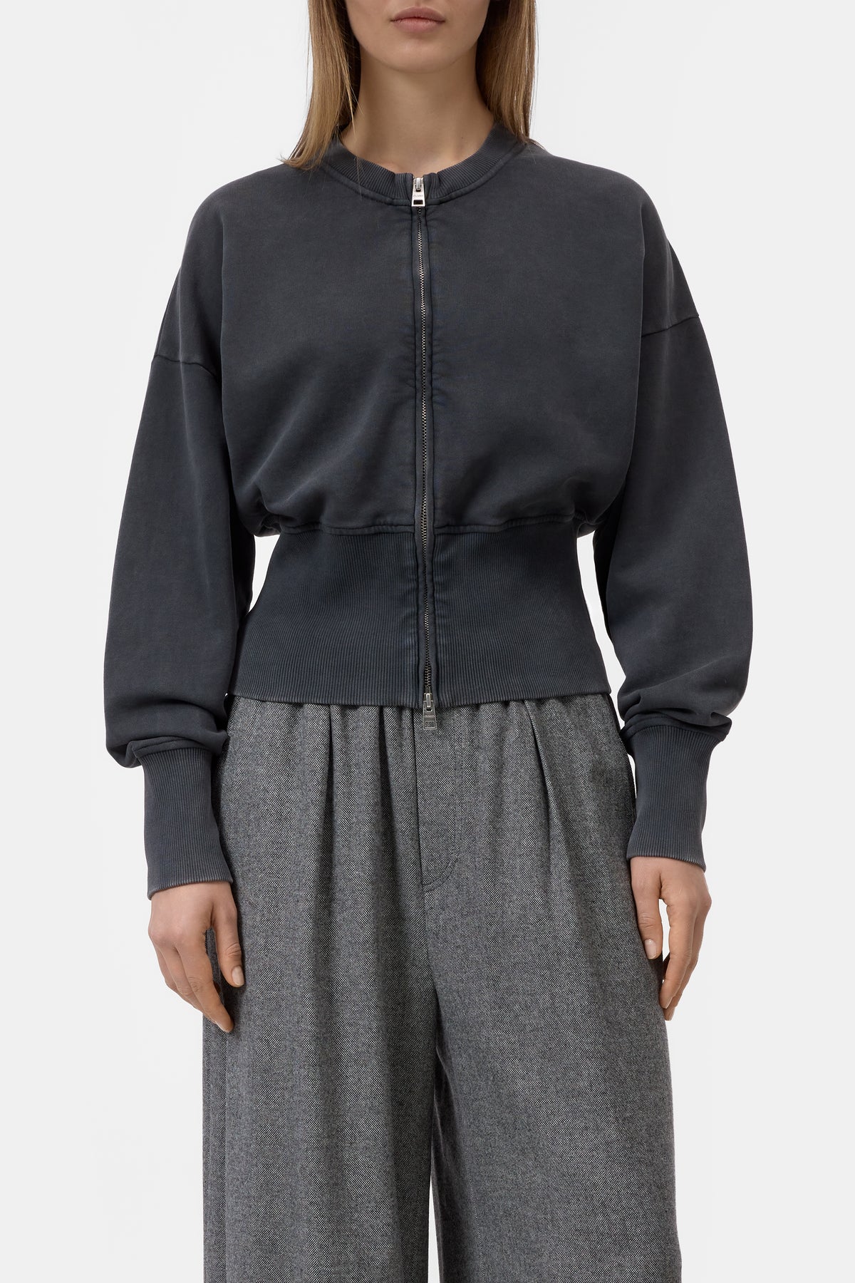 Closed Women's Zipped Sweat Jacket - Black Dark Slate Gray