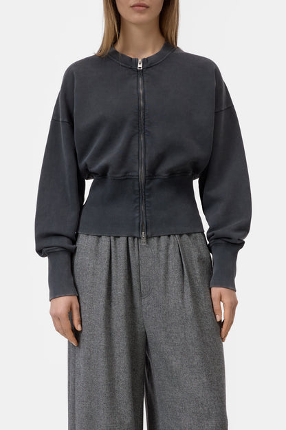 Closed Women's Zipped Sweat Jacket - Black Dark Slate Gray