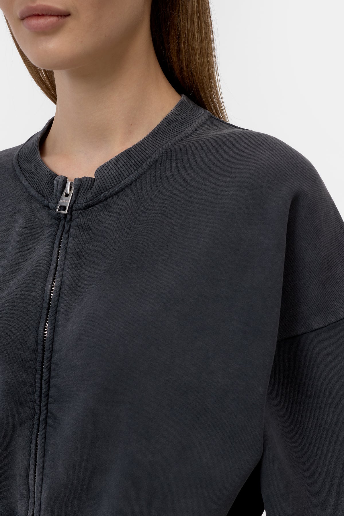 Closed Women's Zipped Sweat Jacket - Black Dark Slate Gray