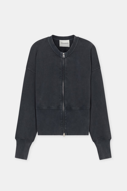 Closed Women's Zipped Sweat Jacket - Black Dark Slate Gray