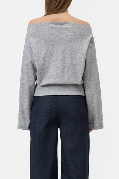 Closed Women's Off-Shoulder Sweatshirt - Light Grey Melange Dark Gray