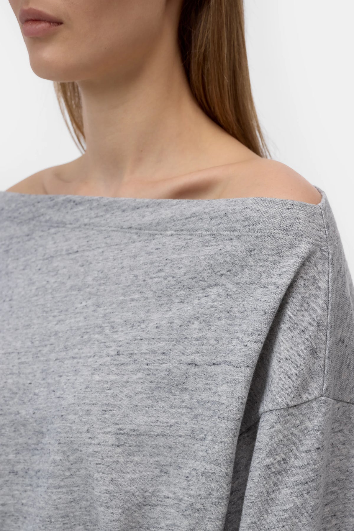 Closed Women's Off-Shoulder Sweatshirt - Light Grey Melange Gray