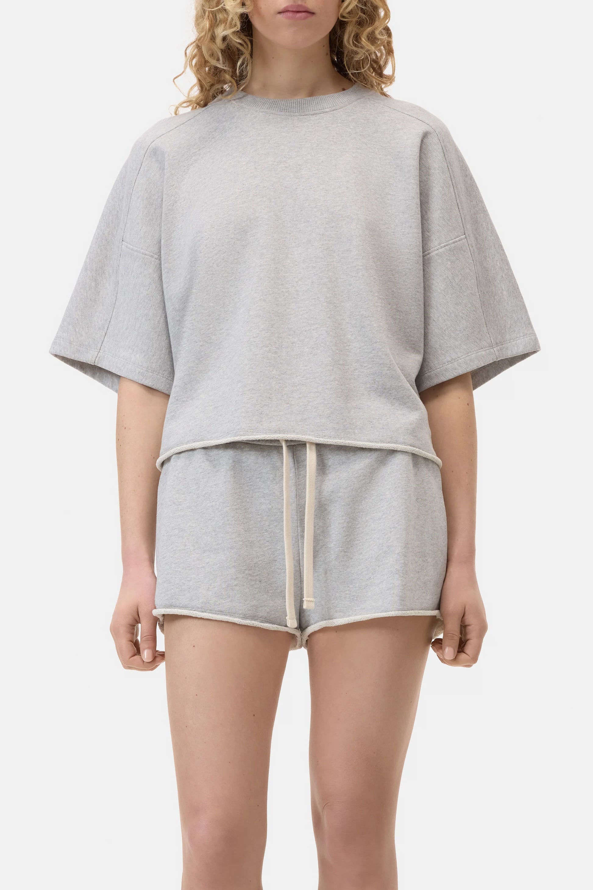 Closed Women's Deep Yoke T-Shirt – Light Grey Melange Gray