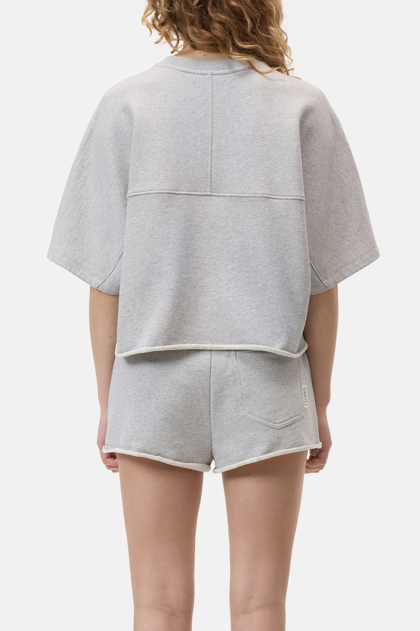 Closed Women's Deep Yoke T-Shirt – Light Grey Melange Gray