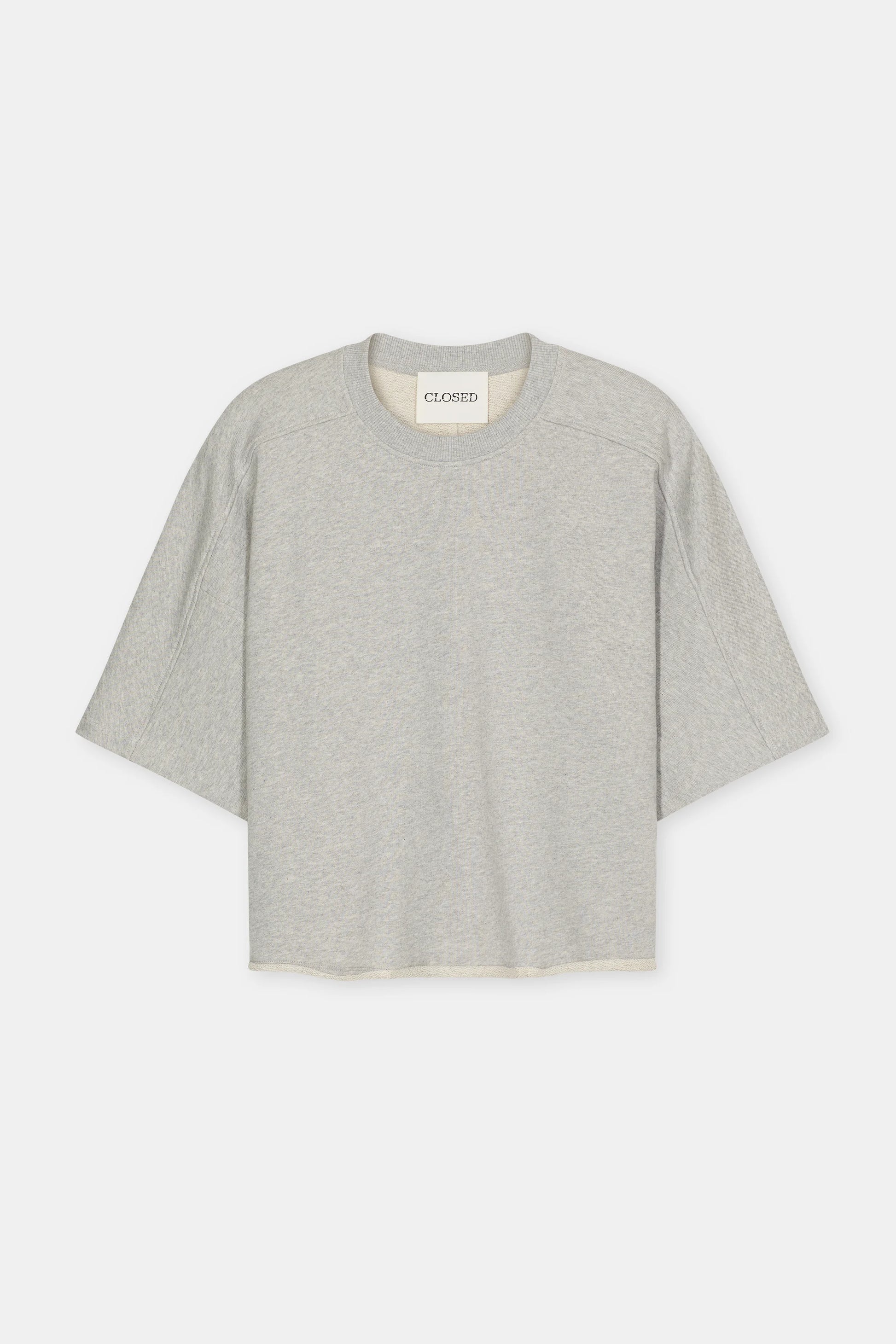 Closed Women's Deep Yoke T-Shirt – Light Grey Melange Gray