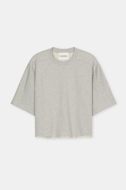 Closed Women's Deep Yoke T-Shirt – Light Grey Melange Gray