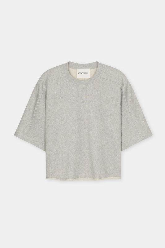 Closed Women's Deep Yoke T-Shirt – Light Grey Melange Gray