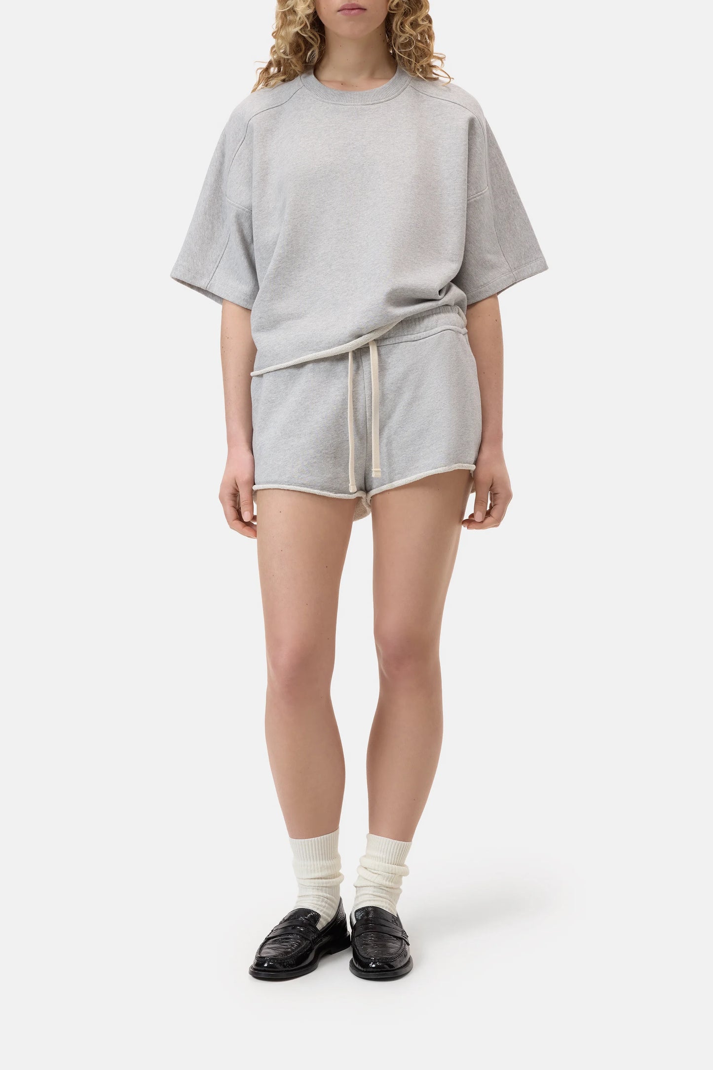Closed Women's Deep Yoke T-Shirt – Light Grey Melange Misty Rose