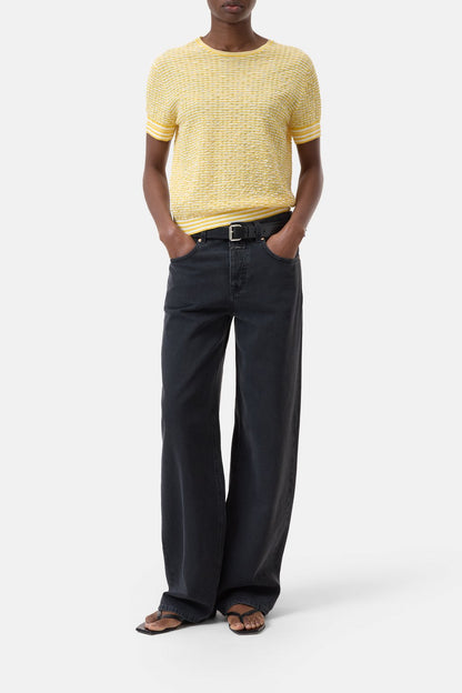 Top in Seersucker Knit - Mango Yellow - DUNE + SALT