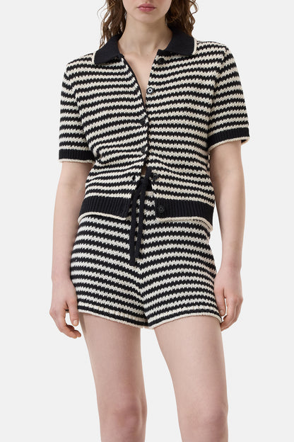 Knitted Cardigan in Organic Cotton - Black - DUNE + SALT