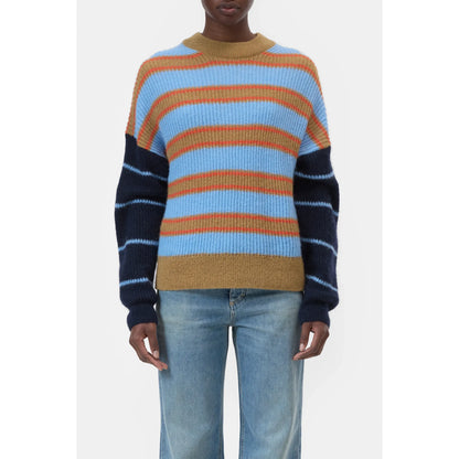 Alpaca/Wool Blend Sweater - Sky Blue Stripe - DUNE + SALT