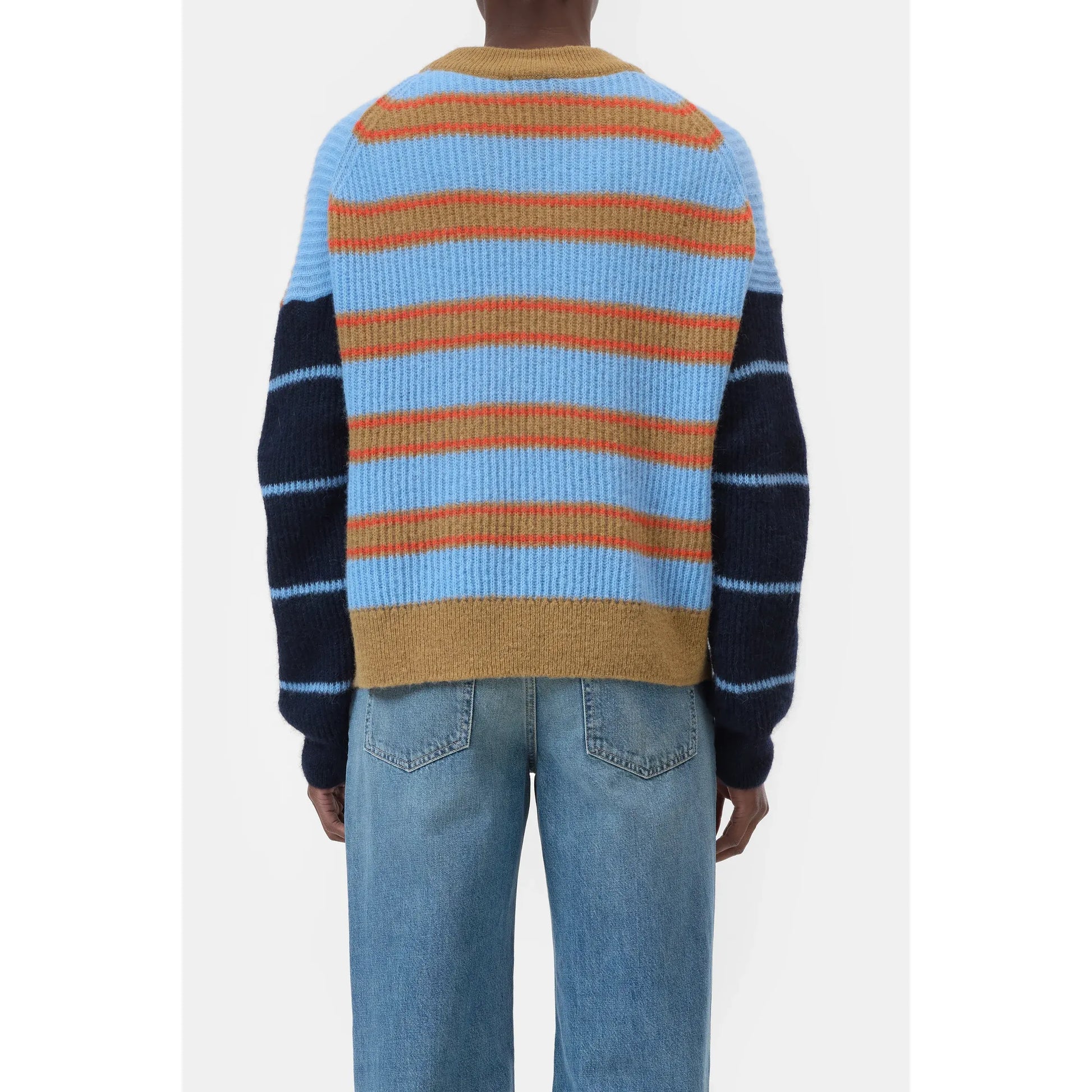 Alpaca/Wool Blend Sweater - Sky Blue Stripe - DUNE + SALT