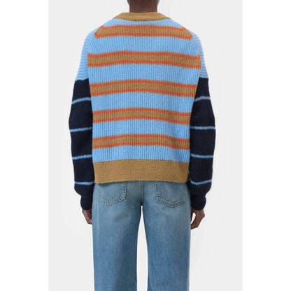 Alpaca/Wool Blend Sweater - Sky Blue Stripe - DUNE + SALT