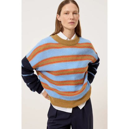 Alpaca/Wool Blend Sweater - Sky Blue Stripe - DUNE + SALT