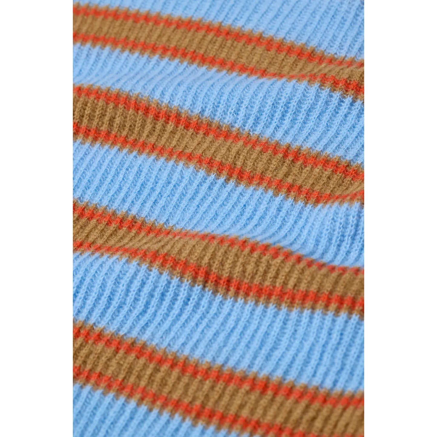 Alpaca/Wool Blend Sweater - Sky Blue Stripe - DUNE + SALT