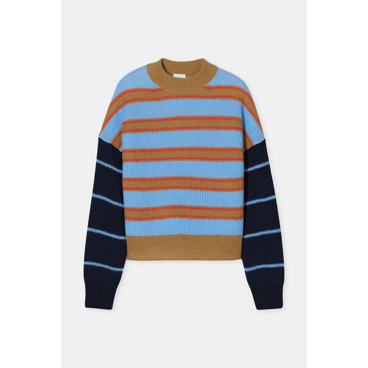 Alpaca/Wool Blend Sweater - Sky Blue Stripe - DUNE + SALT