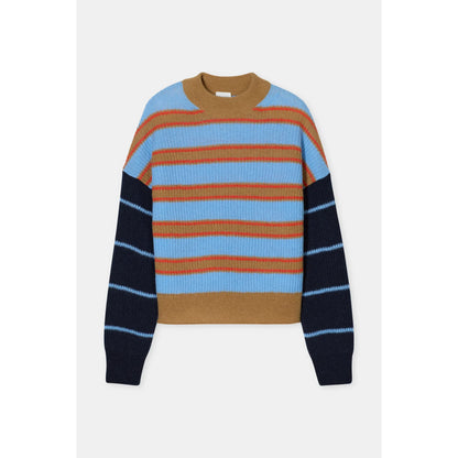 Alpaca/Wool Blend Sweater - Sky Blue Stripe - DUNE + SALT